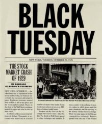 [A newspaper reports the stock market crash.]