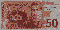 New Zealand 50-dollar bill on advertisement